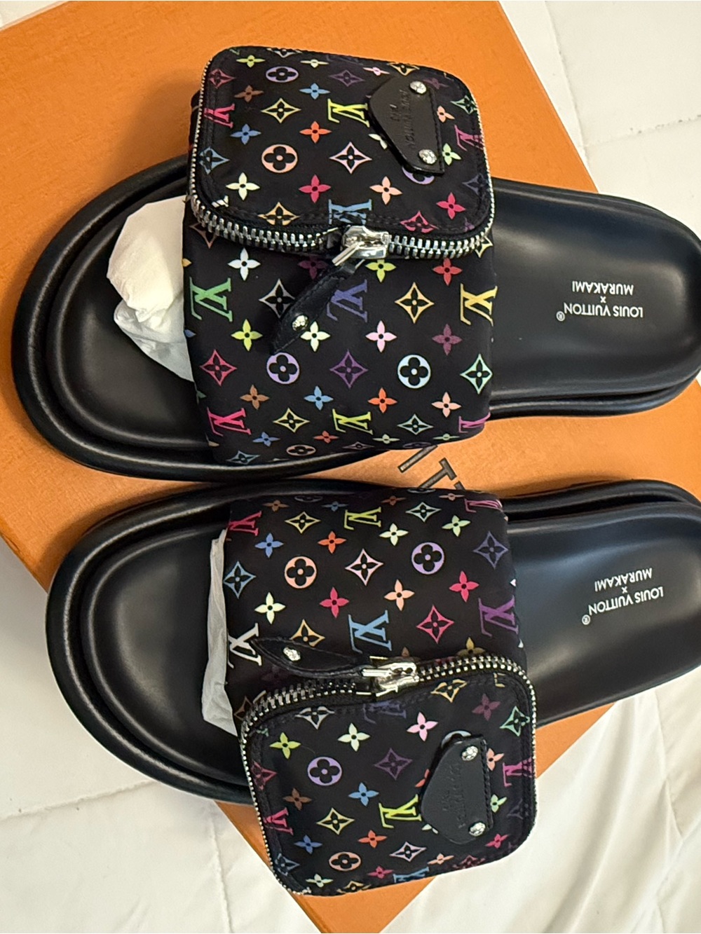 Louis Vuitton x Mura Black Multicolor Monogram Pool pillow flat comfort mule - Picture 2 of 4